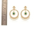thumbnail image 3 of Ratnavali Jewels Cubic Zirconia Green Diamond Gold Plated Indian Bollywood Chandbali Earrings for Women, 3 of 4