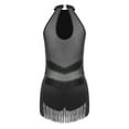 thumbnail image 4 of Xnihocha Women's Gymnastics Leotard Fringe Tassels Latin Jazz Dance Dress Sleeveless Rhinestone Figure Skating Dress Black M, 4 of 5
