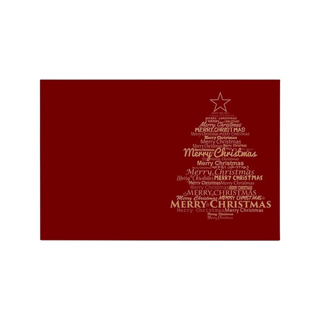 Tapis de Porte de Noël Extérieur Intérieur Antidérapant Absorbant Paillasson d'Entrée 40 cm x 60 cm Rouge Fibre de Polyester