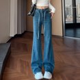thumbnail image 1 of WILLBEST Jeans Mujer Pantalones Cortos de Pierna Ancha y Cintura Alta para Mujer, de Tela Suave y Elástica, Cómodos para Usar a Diario, Atuendos Versátiles, Pantalones Casuales Extra Chica, 1 of 3
