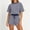 Blue, variant on Women's Striped 2 Piece Casual Set, Crew Neck Short Sleeve Tee Elastic Waist Drawstring Shorts Soft Summer Loungewear Blue M