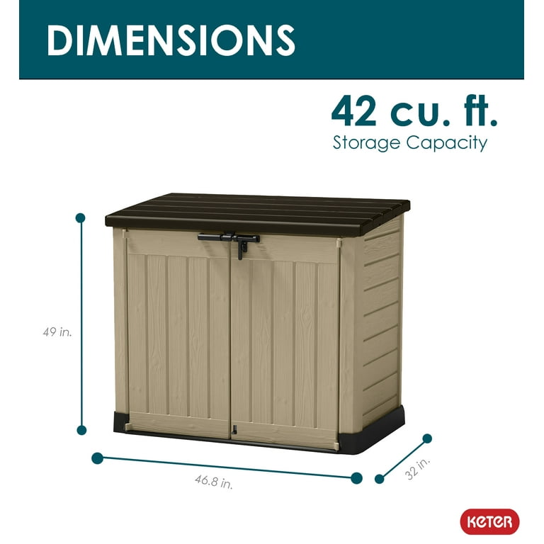 Keter Store It Out MAX Horizontal Durable Resin Outdoor Storage Shed With Heavy Duty Floor and Locking Latch and Double Doors, Beige Keter Store It Out MAX Horizontal Durable Resin Outdoor Storage Shed With Heavy Duty Floor and Locking Latch and Double Doors, Beige