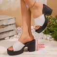 thumbnail image 2 of Eltusu Women Slide Sandals, Casual Open Toe No Slip High Heel Ladies Shoes White Size 7, 2 of 8