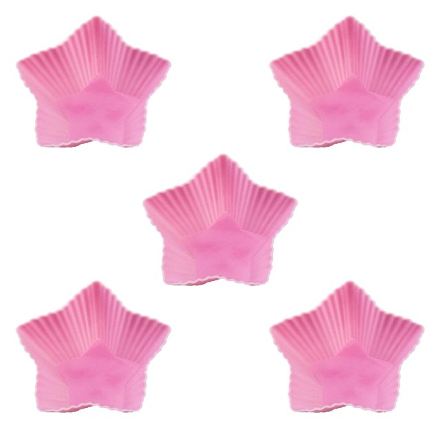 CSChome Moules à Cupcakes en Silicone Non Résistants aux Hautes Températures Moules à Muffins en Silicone - 5 Pcs Moules à Cupcakes en Forme d'Étoile pour Fête