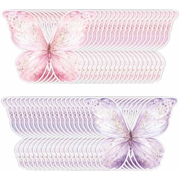 50 Pack Paper Butterfly Placemats Disposable Party Placemats Pink and Purple Butterfly Table Mats for Baby Shower Wedding Birthday Kitchen Dining Table Decoration
