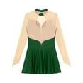 thumbnail image 6 of CHICTRY Womens Figure Ice Skating Dress Long Sleeve Gymnastics Leotard Shiny Rhinestone Sheer Mesh Dancewear Green M, 6 of 7