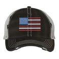 thumbnail image 2 of Distressed American Flag Trucker Hat - Vintage Patriotic Cap - Embroidered USA Design - Mesh And Strapback (NavyBlue), 2 of 8