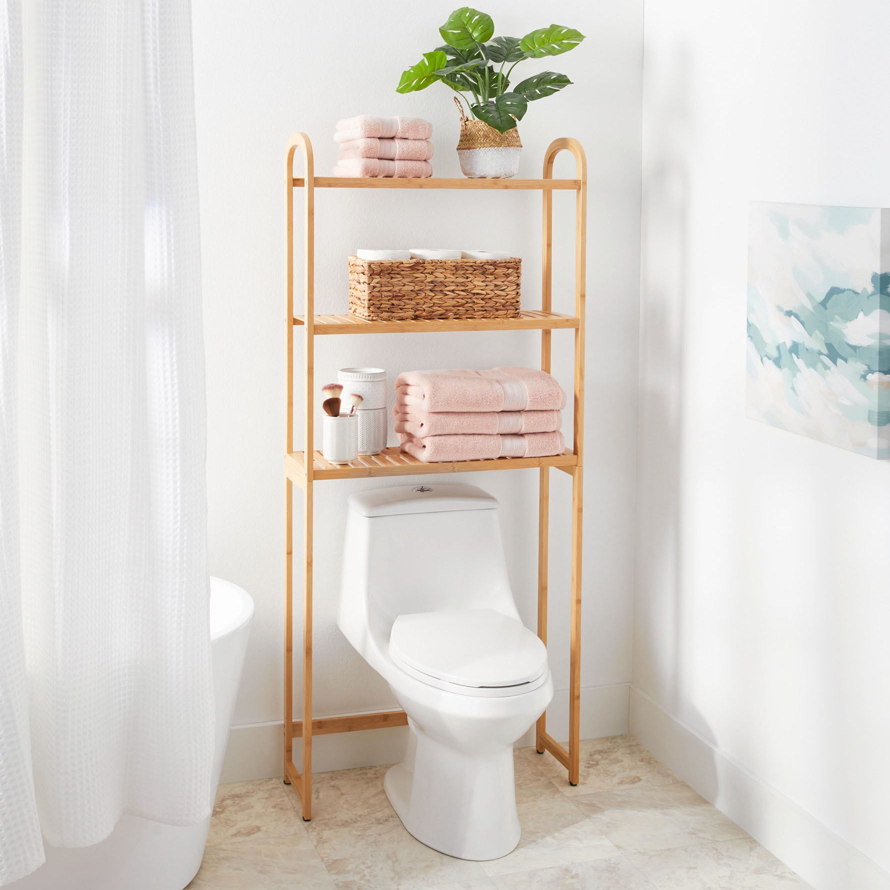 Over the Toilet Storage Shelf Bamboo, 3-Tier over Toilet Organizer Rack,  Freestanding above Toilet Shelf for Bathroom, Laundry, Space Saver, Natural  Color – Built to Order, Made in USA, Custom Furniture –