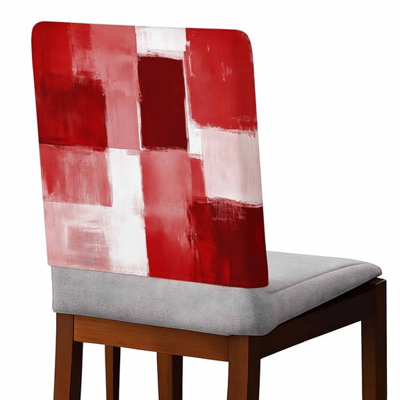 Red White Chair Covers Set of 1 Graffiti Art Mottled Gradient Color Blocks Modern Chair Back Covers Stretch Removable Washable Slipcovers Protector for Dining Room Kitchen Party Decor