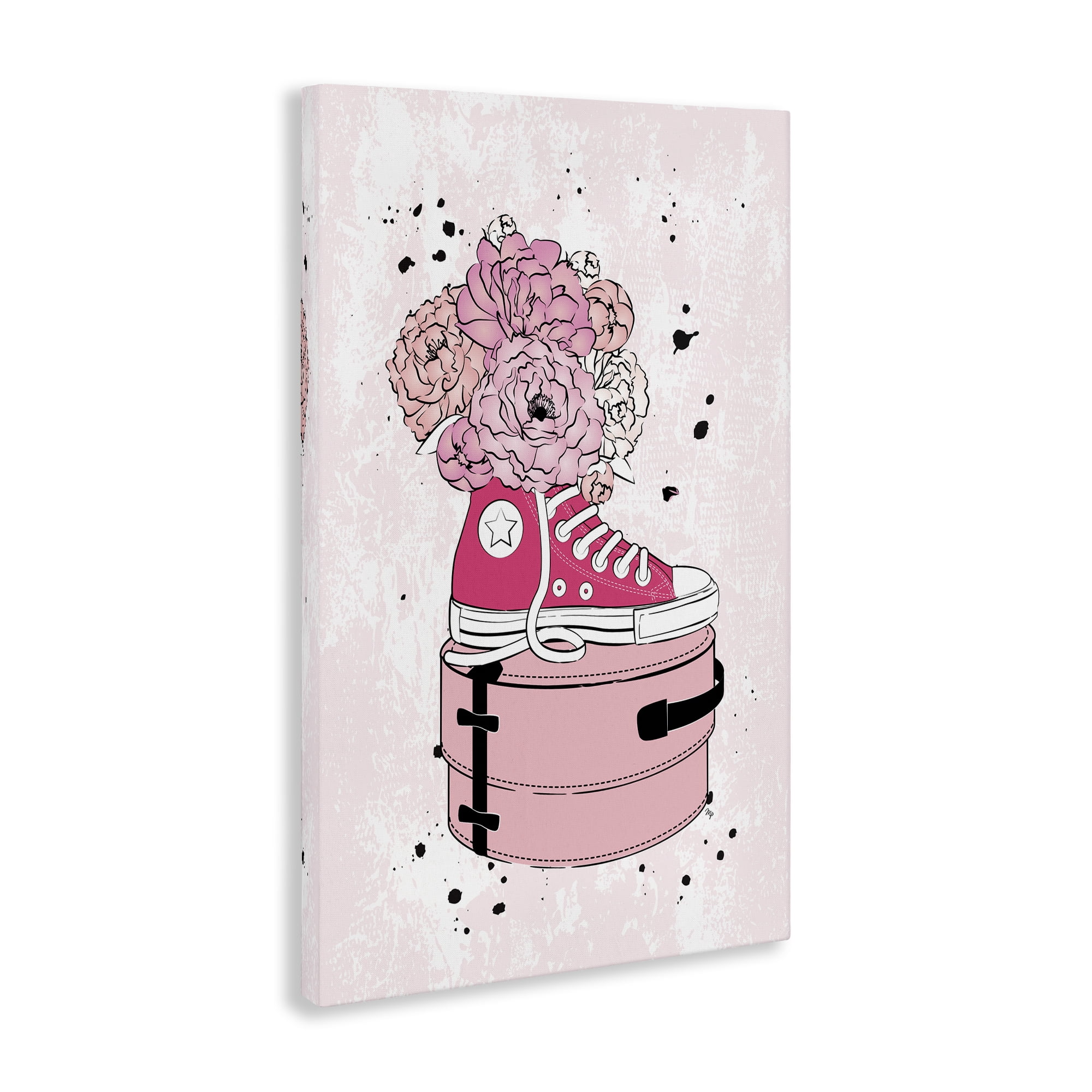 Stupell Industries Pink Glam Sneaker Florals Fashion Painting Wrapped Canvas Art Print Wall Art, 16 x 24
