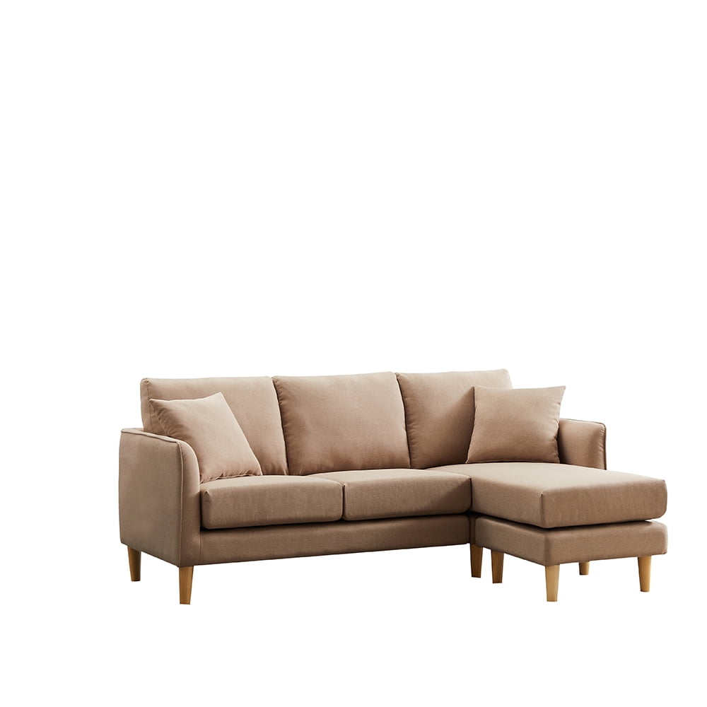 Kepooman Modern Velvet Fabric Convertible L-Shape Sectional Sofa Couch, Brown Kepooman Modern Velvet Fabric Convertible L-Shape Sectional Sofa Couch, Brown
