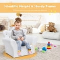 thumbnail image 4 of Kids Sofa with Ottoman, Crown-Like Kids Couch w/Comfy Armrests, Sturdy Wood Structure, PVC Leather Surface & Crystal Decoration, Toddler Chair with Footstool, Ideal for Princess 3-5 (White), 4 of 9