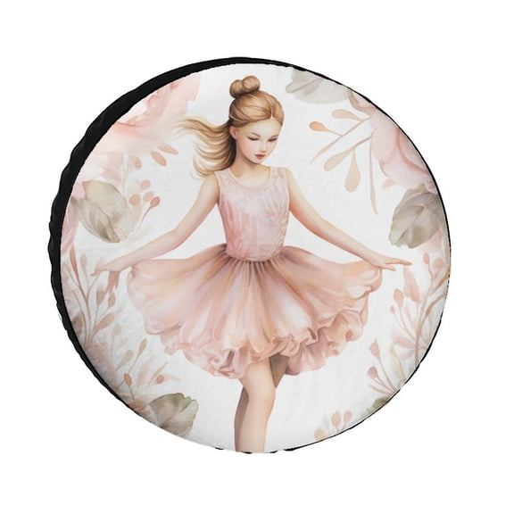 Camper Spare Tire Cover 12inch Ballerina Girls Wheel Protectors Weatherproof Pink Ballet Fit for Trailers SUV Off-Road Vehicle Camper And Trucks