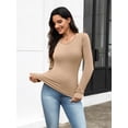 thumbnail image 3 of Ekouaer Womens Long Sleeve Shirt Thermal Top Soft Lightweight Base Layer Shirt with Lace Trim Warm Scoop Neck Underwear for Winter, 3 of 8