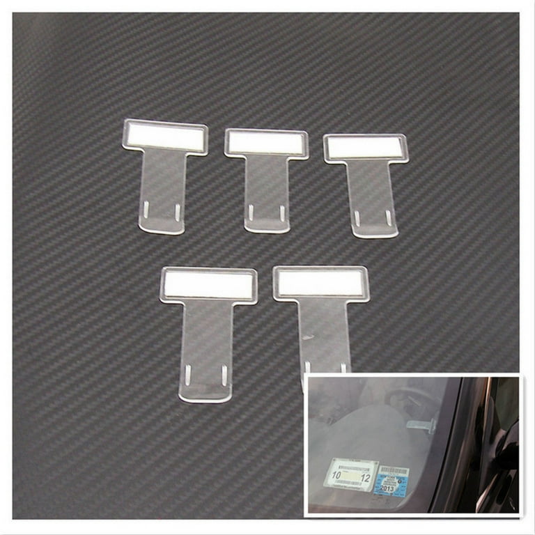 Anself 5 Pieces Transparent Car Parking Ticket Holder Clip Timing Ticket  Holder Car Windshield Windscreen Tickets Holder with Adhesive Tape