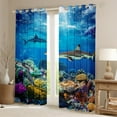 thumbnail image 2 of Erosebridal Sea Turtle Shark Curtains for Living Room,Underwater World 30%-50% Blackout Curtains Set of 2 (38x45),Marine Animal Curtains and Drapes (38x45),Ocean Decorative, 2 of 6