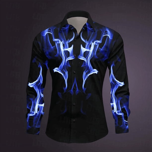 Camisa informal para hombre con botones de solapa y gráficos en alta definición, material suave y saludable, nueva camisa de traje para hombre 2024