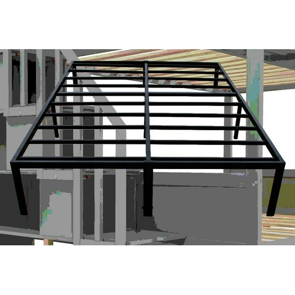 California King Size Steel Platform Bed Frame with Durable Black Finish for Bedroom