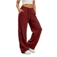 thumbnail image 4 of Jaunzuar Workout Pants Women Elastic Waist Drawstring Cargo Pants Gym Hiking Athletic Pants with Pockets L, 4 of 9