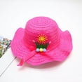 thumbnail image 2 of Posijego Girls Beach Straw Hat Wide Brim Sun Protection Breathable Casual Vacation Travel Sun Hat for Little Girls, 2 of 3