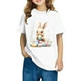thumbnail image 2 of Riecok Striped Print Easter Bunny Shirt Toddler Boys Girls Short Sleeve Summer Clothes Boys or Girls Toddler T-Shirt 5 T White, 2 of 5