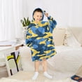 thumbnail image 6 of Dailycode Wearable Blanket Hoodie Oversized Sherpa Flannel Blankets with Pocket for 3-14 Year Old Blue and Yellow Camouflage, 6 of 7
