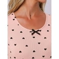 thumbnail image 5 of DARING DIVA Women's Short Sleeves Sleepwear Heart Print Lace Trim Slit Side Nightshirt Ribbed Knit Long Nightgowns S Pink, 5 of 5