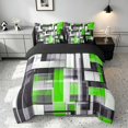 thumbnail image 3 of Manfei Abstract Geometric Queen Bedding, Watercolor Artwork Bedding Comforter Set Queen, Green, Black and White, Black Reversible 7-Piece, 3 of 6