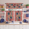 thumbnail image 2 of Independence Day Star Kitchen Curtains Valances 3 Piece Set, Red Blue American Flag Leaf Flower Red Stripe Rod Pocket Tier Curtain and Valance Drapes for Small Window 24 Inch Length for Bedroom Cafe, 2 of 9