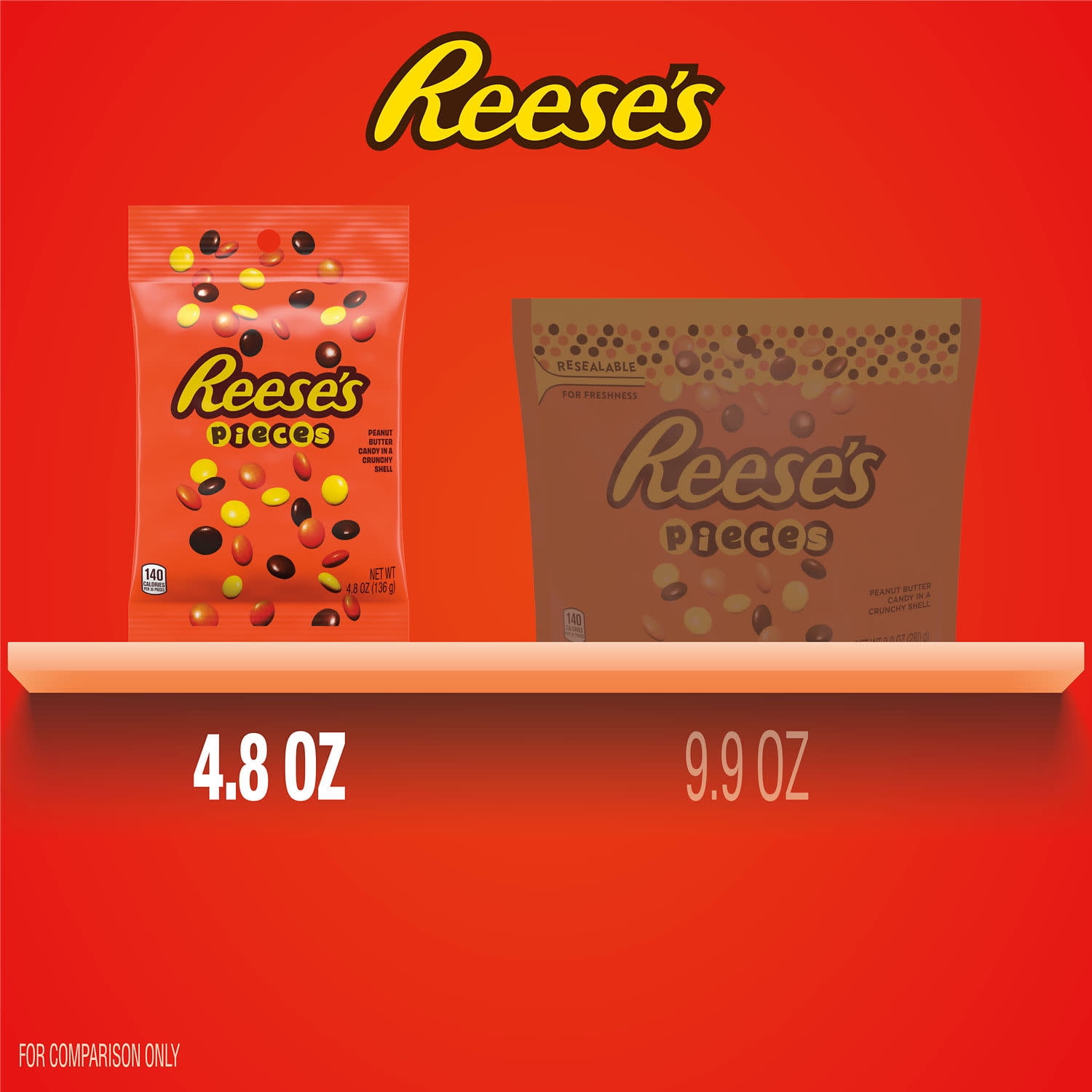Reese's Pieces Peanut Butter in a Crunchy Shell Candy, Bag 4.8 oz (pack of 2)