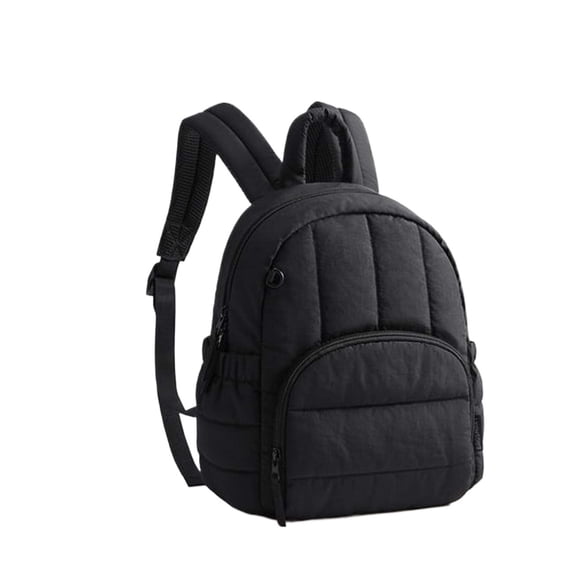 Mini Backpack for Women,Lightweight Puffer Small Backpack Purse,Quilted Casual Travel Daypack,Cute Water-Resistant Bookbag for Daily,Black