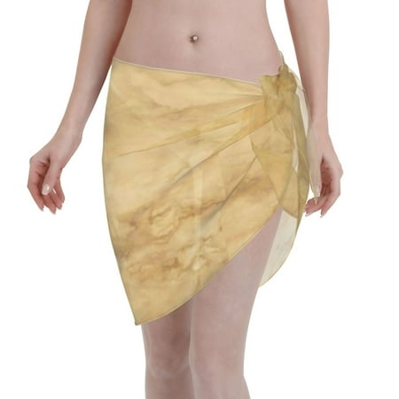 Qekee Retro Palm Tree Women s Short Sarongs Cover Ups Sheer Bikini Wraps for Swimwear
