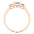 thumbnail image 4 of 1.11 ct Brilliant Princess Cut White Sapphire 14k Rose Gold Three-Stone Bridal Wedding Engagement Promise Anniversary Ring for Women size 5.25, 4 of 7
