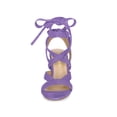 thumbnail image 6 of BLISSFUL STEP Women's Open Toe Crisscross Lace Up Block Heel Sandals Purple 7, 6 of 7