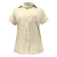 thumbnail image 6 of WTXUE Button-Up Shirts Short Sleeve, Notch Neck Shirts for Women Solid Linen Loose Button Shirt Cotton Solid, Linen Shirts, Workwear for Women Beige XL, 6 of 7