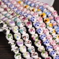 thumbnail image 2 of 10 cuentas sueltas de porcelana y cerámica con forma de corazón de 12 mm con diseño de flores para hacer joyas y pulseras, 2 of 5