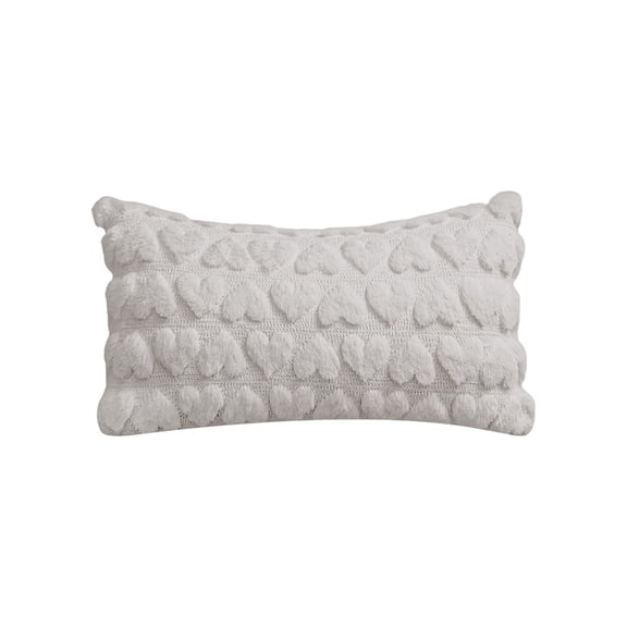 Quilted Heart Pattern Lumbar Pillow Cover – 19.7"x11.8" Soft Cushion Case with Hidden Zipper for Valentine's Day Sofa Bedroom Decor