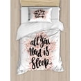 thumbnail image 1 of Sleep Duvet Cover Set Twin Size, Hand-drawing Words All You Need is Sleep on a Pastel Pink Star Design, Decorative 2 Piece Bedding Set with 1 Pillow Sham, Pale Pink Black, by Ambesonne, 1 of 3