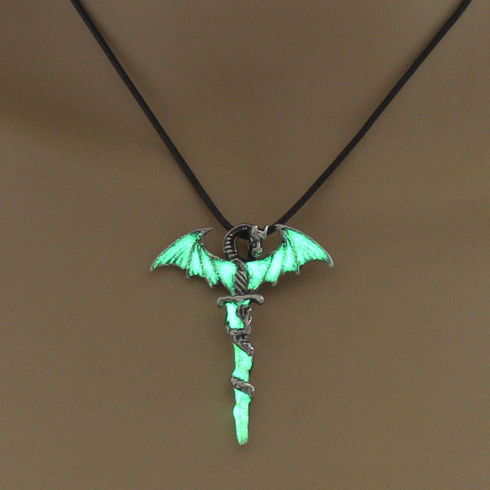 1 Pcs Women Men Necklace Chain Dragon Glow in the Dark Pendant Fashion Jewelry - image 3 of 4