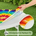 thumbnail image 5 of Colorful Rainbow Tie Dye Spiral Pattern Round Fitted Tablecloth with Elastic Edge,Dining Table Cover Waterproof,Outdoor Round Tablecloth for Camping,Dining,Indoor and Outdoor, 5 of 7