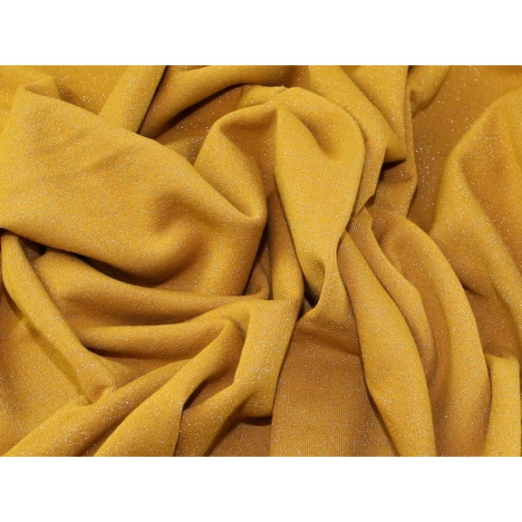 Minerva Deadstock Lurex Fleece Back Sweatshirt Stretch Knit Fabric Ochre - per yard