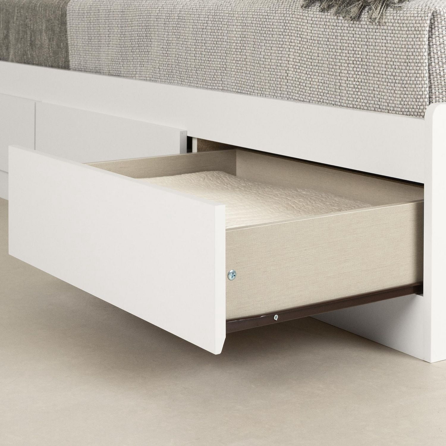 South Shore Reevo Twin Mates Bed with Bookcase Headboard Set, in Pure White