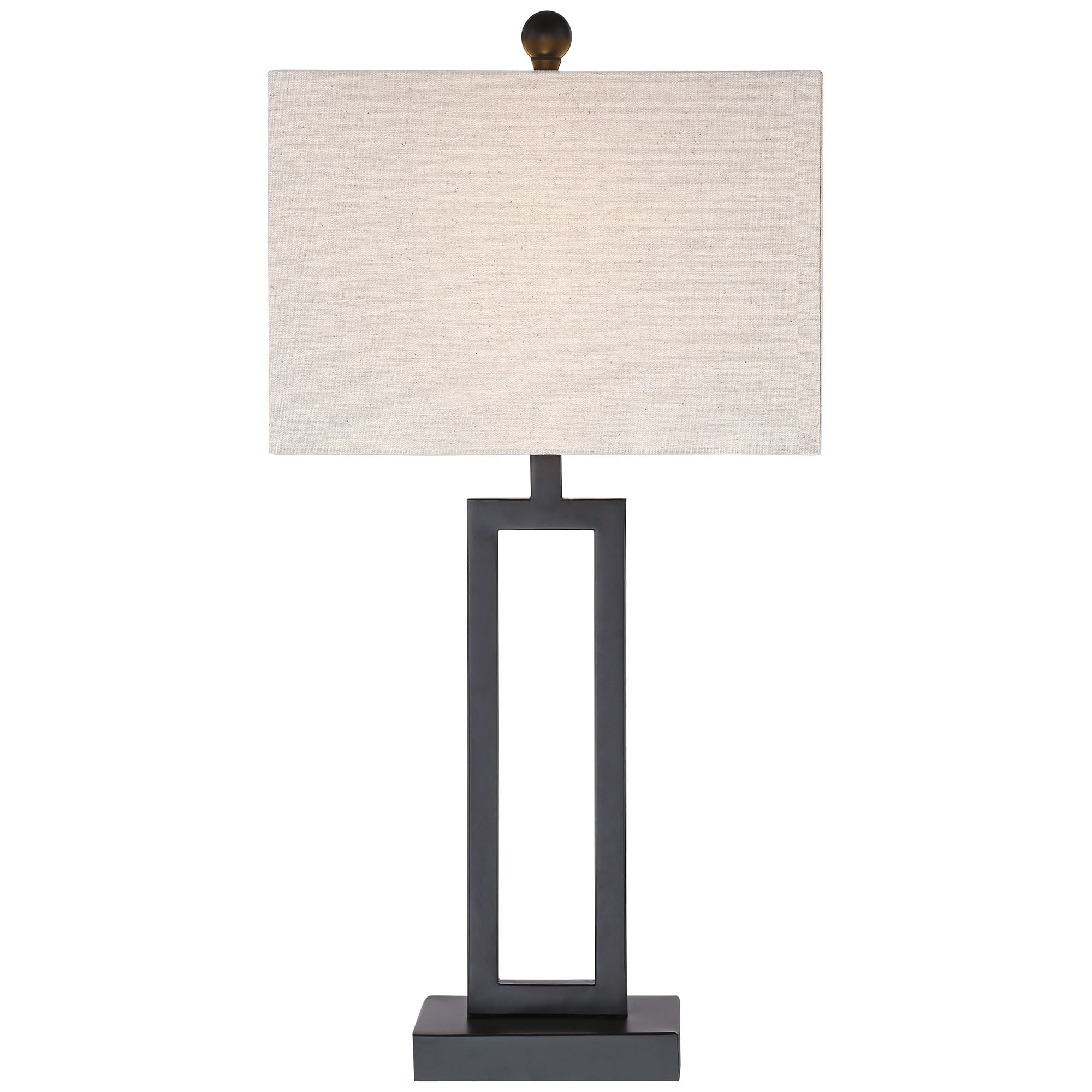 360 Lighting Aston 26" High Open Rectangle Modern Table Lamp Black Finish Metal Single Off-White Shade Living Room Bedroom Bedside