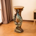 thumbnail image 5 of 32.68'' Vintage Peacock Decorative Pedestal Stand, Resin Faux Wood Carved Display Column,Artistic Plant Stand & Accent Table for Vases,Sculptures and Home Decor in Living Room & Entryway,Brown, 5 of 8