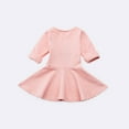 thumbnail image 6 of XXWXYD Toddler Baby Girls Long Sleeve Cotton Dress Solid 𝖱uffle Tops Comfortable Soft Casual Play 𝖱uffled Bodice Baby Dress Outfit Daily Wear Baby Cotton Gown, 6 of 9