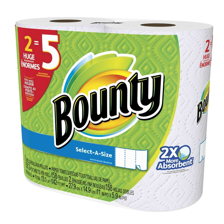 Bounty Quick Size Paper Towels, White, 8 Family Rolls = 20  Regular Rolls : Health & Household