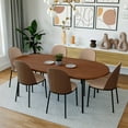 thumbnail image 5 of LeisureMod Tule Mid-Century Modern Dining Side Chair with Leather Seat and Powder-Coated Steel Frame for Kitchen and Dining Room in Black/Light Grey Set of 2, 5 of 12
