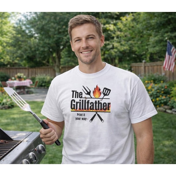 Grillfather T-Shirt BBQ Dad Graphic Tee, Funny Grill Master Barbecue Shirt for Men, BBQ Lover Gift, Fathers Day Cookout T Shirt