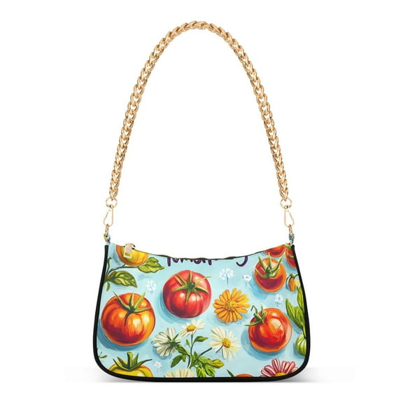 FORMRS Womens Shoulder Bag with Chain Strap Clutch Purse Cute Tote Handbag, Green Tomatoes
