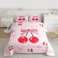 thumbnail image 2 of Homewish Ribbon Bow Tie Full Size Comforter Sets,Red Sweet Cherry Bedding Comforter Set,Pink Bowknot Bedding Sets For Girls Teens,Ultra Soft Home Decor Reversible,3pcs, 2 of 8